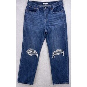 Levi's Low Pro Straight Jeans W31 Distressed Ripped Denim Blue Mid Rise Straight